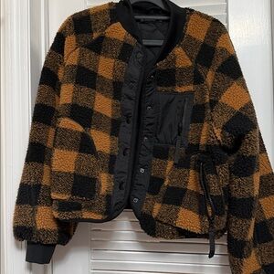 Blank NYC Hunter Plaid fleece jacket- black and brown M